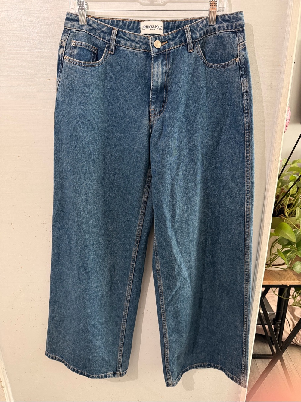 Princess Polly Medium Blue Wide-Leg Denim Pants